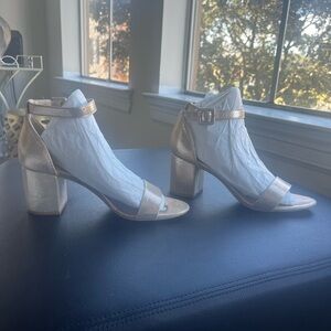 Chinese Laundry Metallic Gold Block Heel Ankle Strap sz 7.5